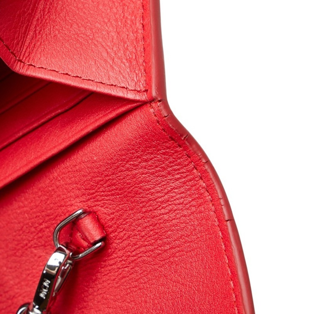 MCM Visetos Chain Wallet, Red Leather, Women's - Picture 6 of 10